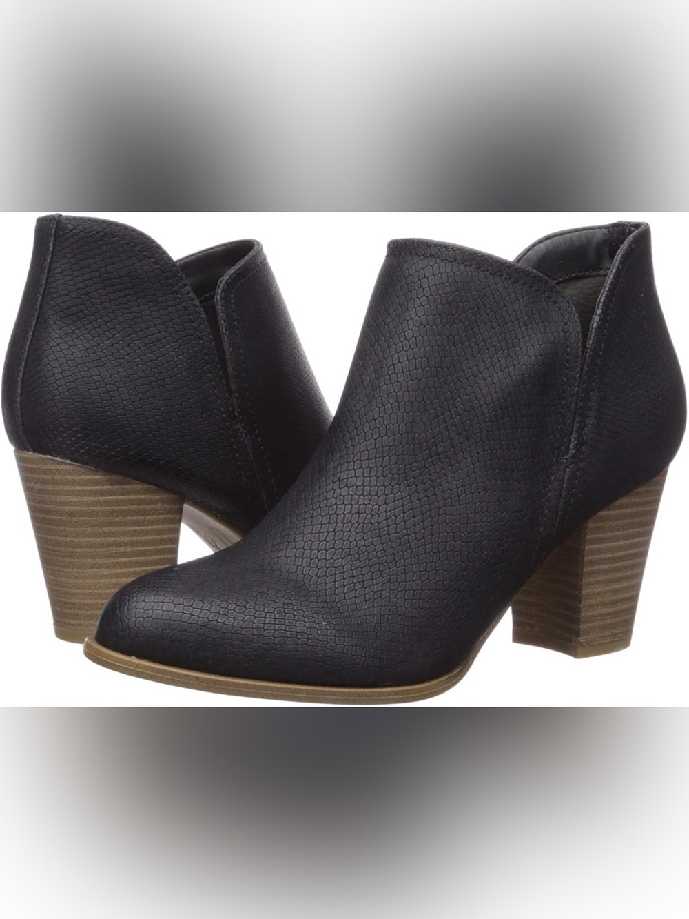 Fergalicious Textured Ankle Booties with Stacked Heel